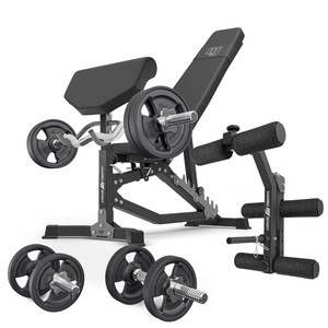 Set MS39_2.0_42KG_G | Doppelseitige Bank + Curl Pult + Beinpresse + Stangen- und Hantelscheiben gummiert Set 42kg - Marbo Sport