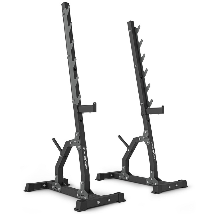 Set MS24_2.0_113KG_G | Doppelseitige Bank + Multilevel-Ständer (2 Stück) + Stangen- und Hantelscheiben gummiert Set 113 kg - Marbo Sport