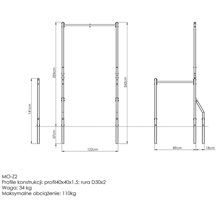 Outdoor Klimmzugstange mit Boxsackhalterung und Dip Station MO-Z2 - Marbo Sport