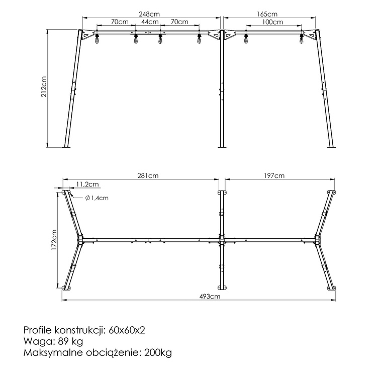 Dreisitzige Schaukel (Gestell) Premium MO-014 - Marbo Sport