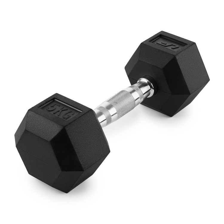 Gummierte HEX-Gusseisenhantel 5 kg - UpForm
