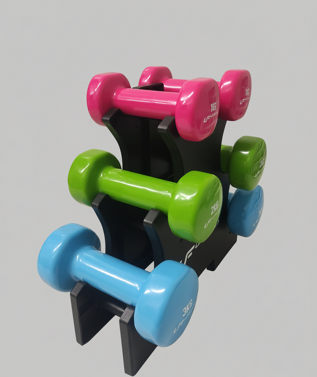 Vinyl-Fitness-Hantelset 12 kg mit Ständer – UpForm