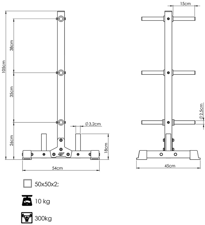 Hantelscheibenständer mit Stangenhalter MS-S103 2.0 - Marbo Sport