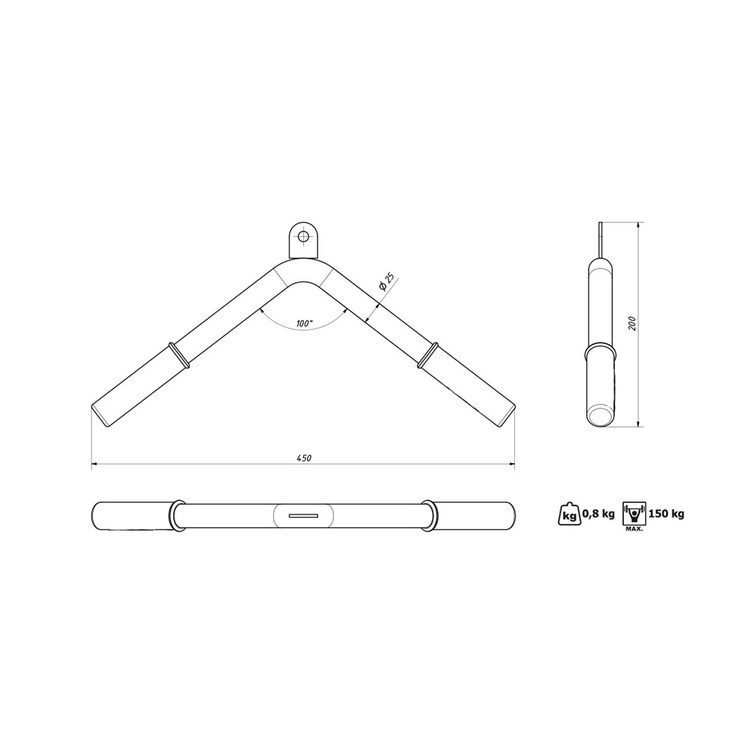 Breiter Latzuggriff MH-C105 mit Gummihalterungen - Marbo Sport