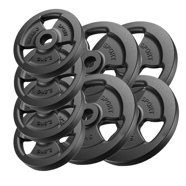 Tri-Grip Guss Hantelscheiben-Set Gewichte mit ø30/31 mm Bohrung | Set 30 kg / 4 x 5 kg + 4 x 2,5 kg - Marbo Sport