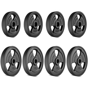 Tri-Grip gummierte Guss Hantelscheiben-Set Gewichte mit ø30/31 mm Bohrung | Set 30 kg / 4 x 5 kg + 4 x 2,5 kg - Marbo Sport