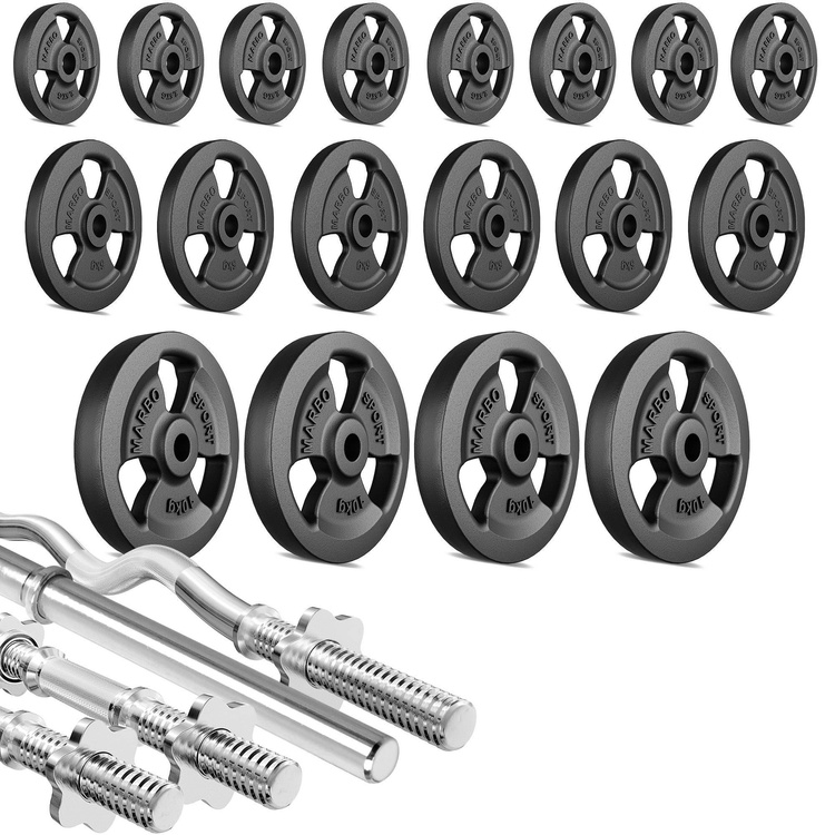 verstärkte Hantelstange- und Hantelscheiben Set 113 kg - Marbo Sport