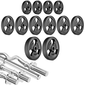 Hantelstangen gummierte Tri-Grip Hantelscheiben Set 83 kg - Marbo Sport