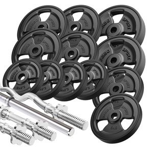 Hantelstangen gummierte Tri-Grip Hantelscheiben Set 83 kg - Marbo Sport