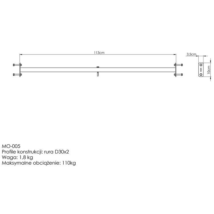 Outdoor Gerade Klimmzugstange mit Boxsackhalterung MO-005 - Marbo Sport