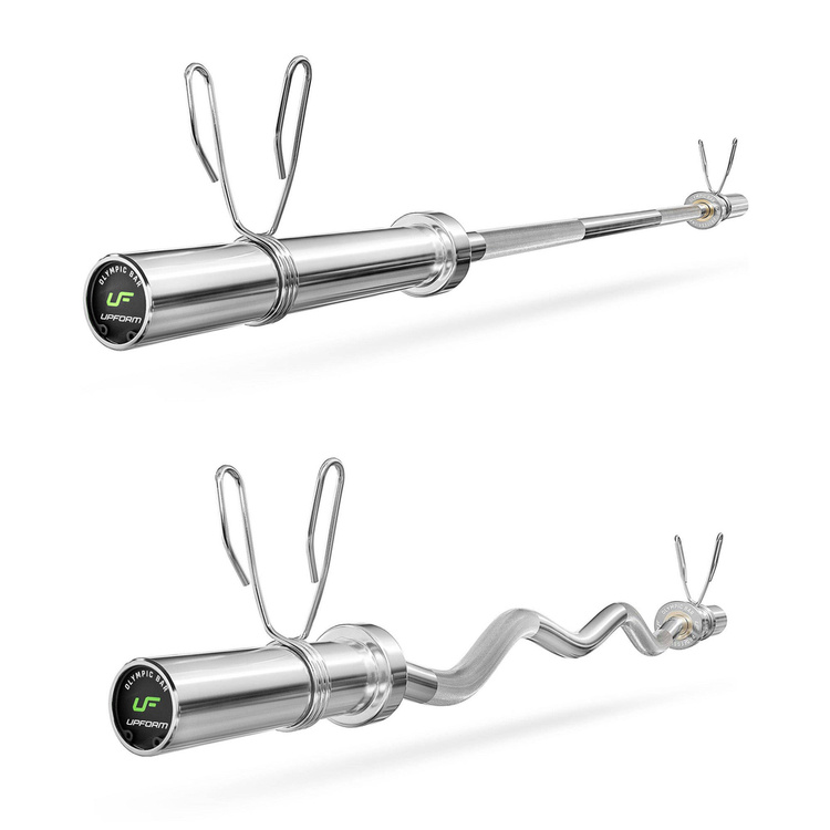 Set 55kg | olympische Langhantelstange 180 cm + leicht gebogene SZ-Curlstange 120 cm + Hantelscheiben 4x5kg, 2x2,5kg, 4x1,25kg - Marbo Sport