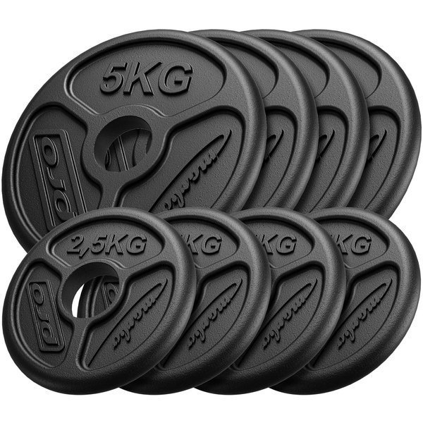 Olympia Guss Hantelscheiben-Set Gewichte mit ø50/51 mm Bohrung | Set 30 kg / 4 x 5 kg + 4 x 2,5 kg - Marbo Sport