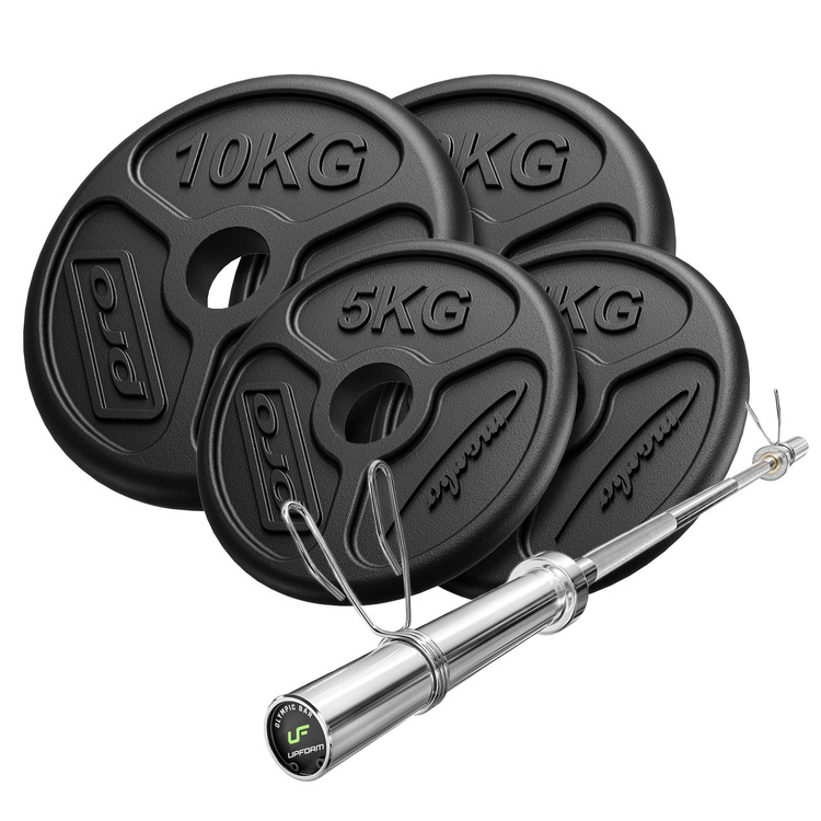 Set 45kg | olympische Langhantelstange 180 cm + Hantelscheiben 2x10kg, 2x5kg - Marbo Sport