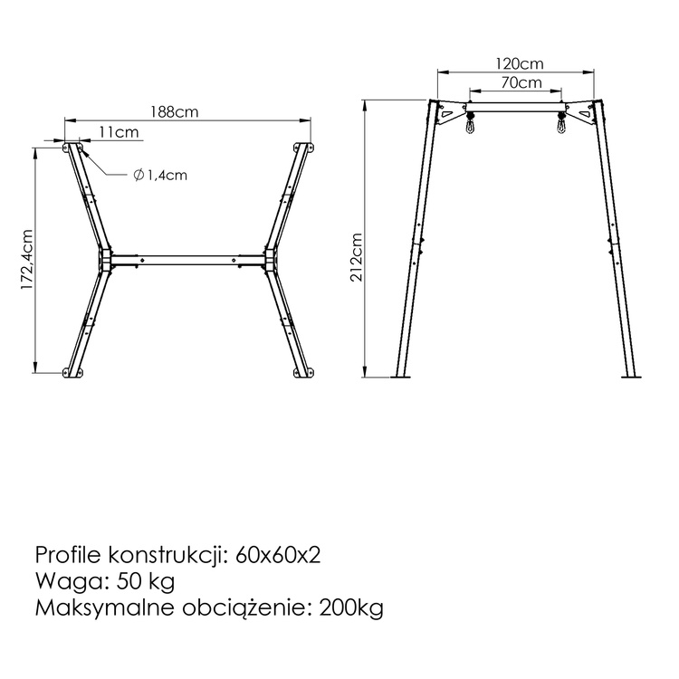 Einzelschaukel (Gestell) Premium MO-012 - Marbo Sport