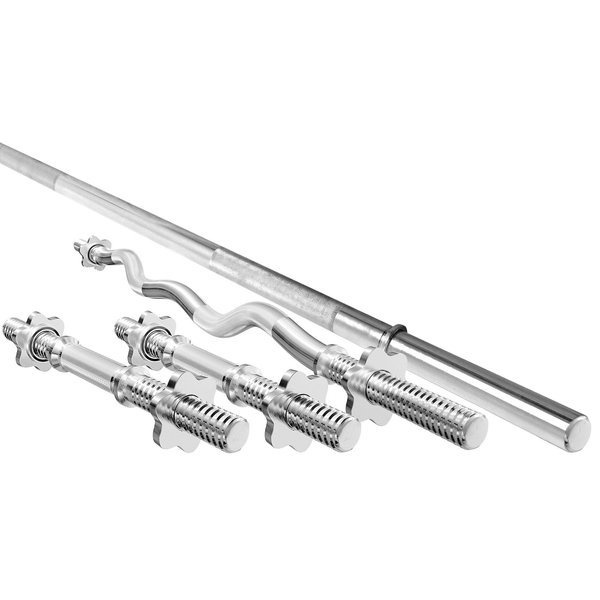 Set MWG2 | Langhantelstange 198 cm + Sz-Curlstange 120 cm + 2x Kurzhantelstange 30 mm 40 cm - Marbo Sport