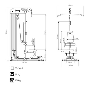 Stationärer Latzug mit oberem und unterem Seilzug inkl. Sitzbank MS-W101 2.0 – Marbo Sport