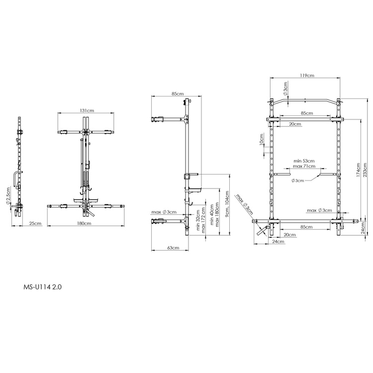 Klappbares Power Rack MS-U114 2.0 - Marbo Sport