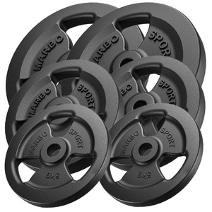 Tri-Grip Guss Hantelscheiben-Set Gewichte mit ø30/31 mm Bohrung | Set 60 kg / 2 x 15 kg + 2 x 10 kg + 2 x 5 kg - Marbo Sport