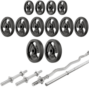 Set MS34_2.0_83KG | Doppelseitige Bank + Hantelablage (2 Stück) mit Sicherung + Stangen- und Hantelscheiben Set 83 kg - Marbo Sport