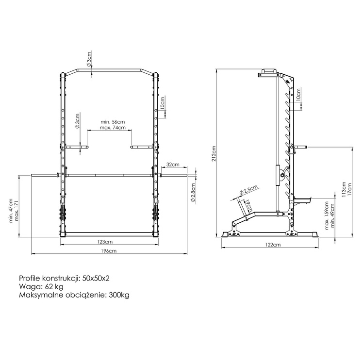 Smith Maschine mit Klimmzugstange und Dip-Barren MS-U105 2.0 - Marbo Sport