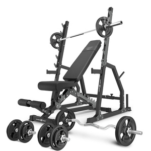 Set MS3_2.0_83KG | Doppelseitige Bank + Verstellbare Hantelablage mit Notablage und Abstandsverstellung + Stangen- und Hantelscheiben Set 83 kg - Marbo Sport