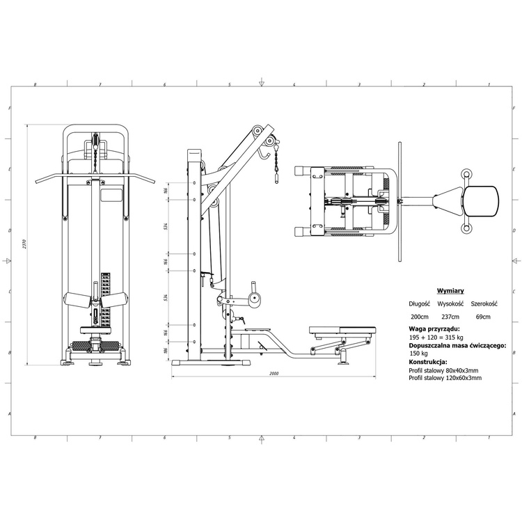 Latzug- und Ruder-Kombimaschine mit verstellbaren Plattformen MP-U211 - Marbo Sport