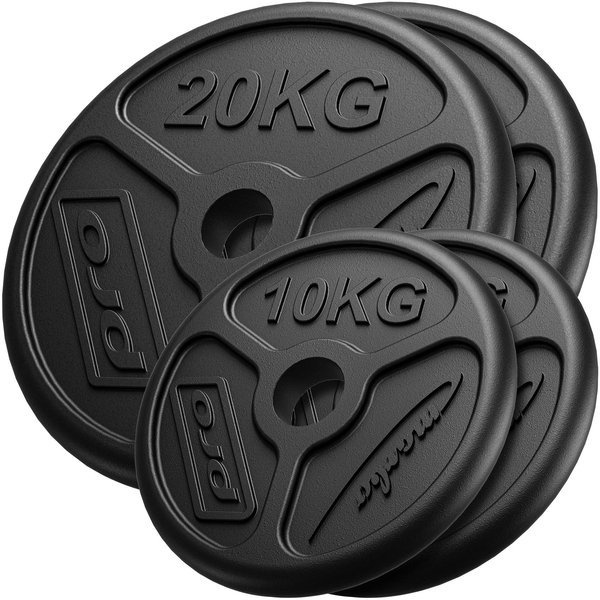 Olympia Guss Hantelscheiben-Set Gewichte mit ø50/51 mm Bohrung | Set  Set 60 kg / 2 x 20 kg + 2 x 10 kg - Marbo Sport