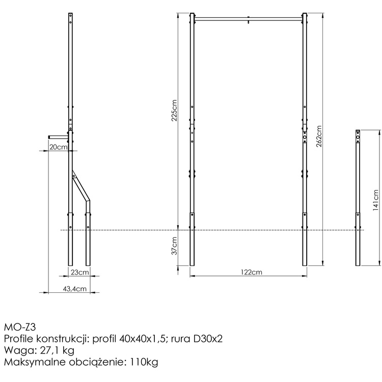 Outdoor Klimmzugstange mit Boxsackhalterung und Dip Stangen MO-Z3 - Marbo Sport