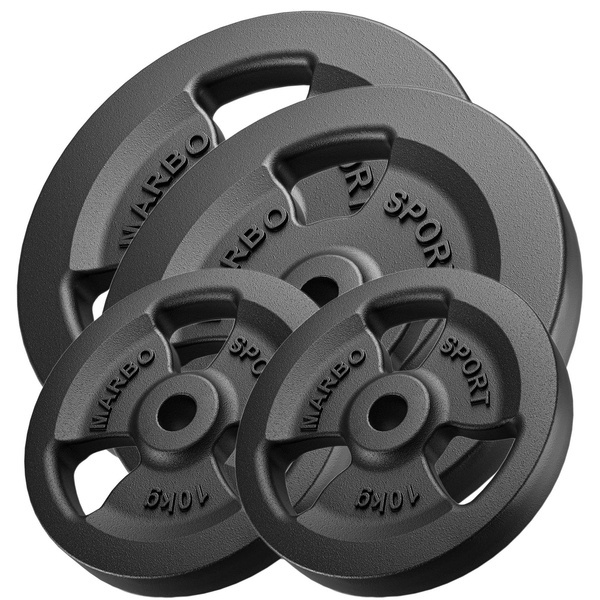Tri-Grip Guss Hantelscheiben-Set Gewichte mit ø30/31 mm Bohrung | Set 30 kg / 4 x 5 kg + 4 x 2,5 kg - Marbo Sport
